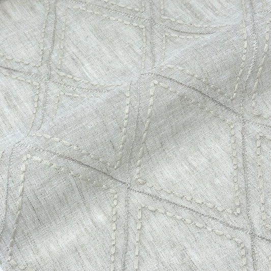 Embroidery Geometric Blend Linen Sheer Fabric By The Yard/54" Width/CL1078 - Classic & Modern Home