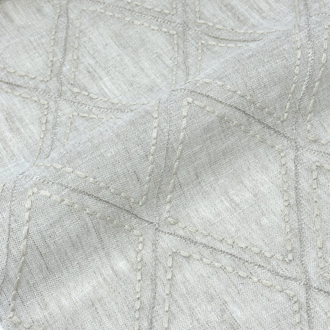 Dot and Texture Stripe Embroidery Blend Sheer Linen Fabric / 118" Width / CL1118