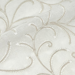 Long Leaf Embroidery Sheer Linen Blend Fabric by the Yard/54" Wide/CL1173