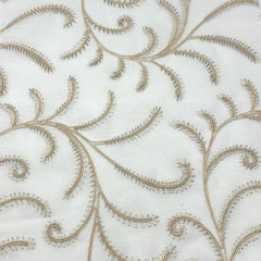 Long Leaf Embroidery Sheer Linen Blend Fabric by the Yard/54" Wide/CL1173