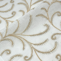 Long Leaf Embroidery Sheer Linen Blend Fabric by the Yard/54" Wide/CL1173