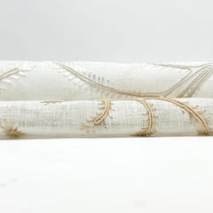 Long Leaf Embroidery Sheer Linen Blend Fabric by the Yard/54" Wide/CL1173