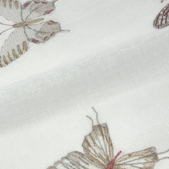 Butterfly Embroidery Sheer Linen Blend Fabric by the Yard/54" Wide/CL1174
