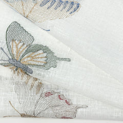 Butterfly Embroidery Sheer Linen Blend Fabric by the Yard/54" Wide/CL1174