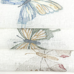 Butterfly Embroidery Sheer Linen Blend Fabric by the Yard/54" Wide/CL1174
