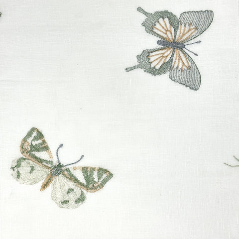 Butterfly Embroidery Sheer Linen Blend Fabric by the Yard / 54" Wide / CL1174