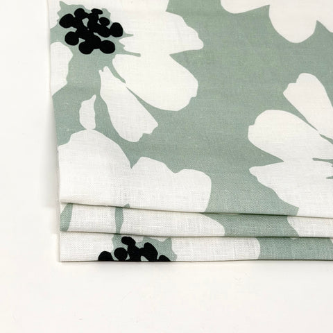 Poppy Seed Floral Print 100% Linen Flat Roman Shade / CL1175