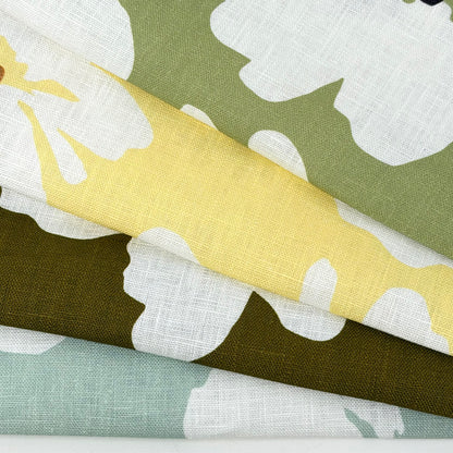 Big Floral Print 100% Linen Flat Roman Shade, CL1175