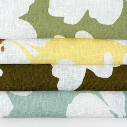 Big Floral Print 100% Linen Flat Roman Shade, CL1175