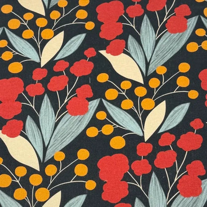 Retro Botanical Mid-Century Modern 100% Linen Fabric by the Yard, 57"Width, CL1176
