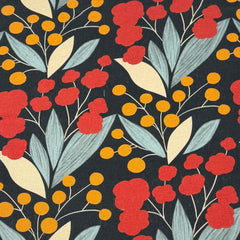 Scandinavian Floral Print 100% Linen Fabric by the Yard / 57" Width / CL1176