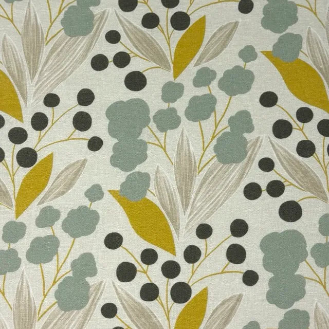 Retro Botanical Mid-Century Modern 100% Linen Fabric by the Yard, 57"Width, CL1176