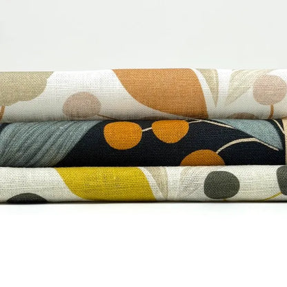 Retro Botanical Mid-Century Modern 100% Linen Fabric by the Yard, 57"Width, CL1176