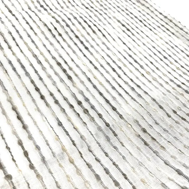 Grey Embroidered Stripe Sheer Linen Fabric Relaxed Roman Shade, CL1032