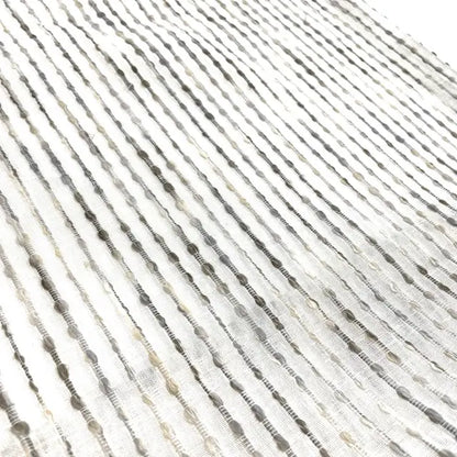 Grey Embroidered Stripe Sheer Linen Fabric Relaxed Roman Shade, CL1032