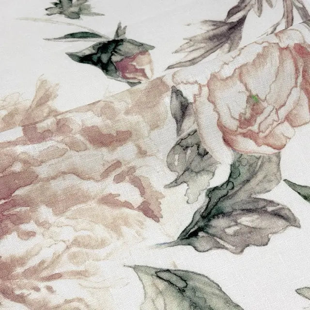 Watercolor Floral Print 100% Linen Fabric by the Yard, 57"Width, CL1177