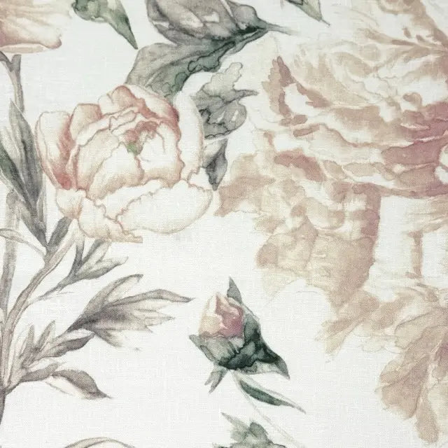 Watercolor Floral Print 100% Linen Fabric by the Yard, 57"Width, CL1177