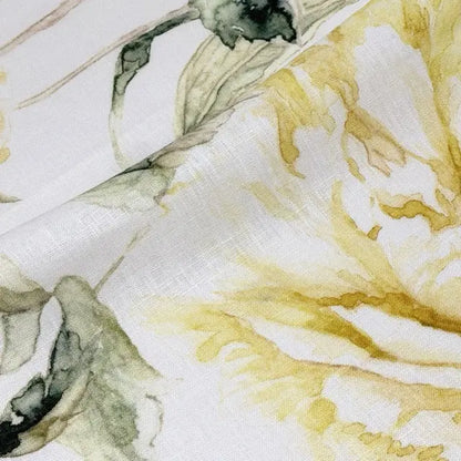 Watercolor Floral Print 100% Linen Fabric by the Yard, 57"Width, CL1177