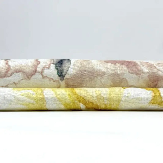 Three marble-patterned fabric swatches on a white background