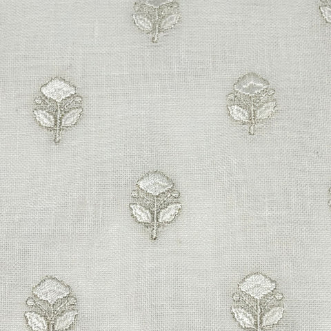 Leaf Floral Embroidery Sheer Linen Blend Fabric by the Yard / 54" Wide / CL1011