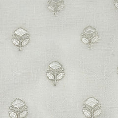 Leaf Floral Embroidery Sheer Linen Blend Fabric by the Yard/54" Wide/CL1179