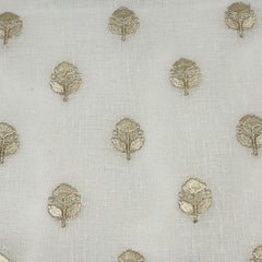 Leaf Floral Embroidery Sheer Linen Blend Fabric by the Yard/54" Wide/CL1179