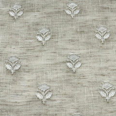 Leaf Floral Embroidery Sheer Linen Blend Fabric by the Yard/54" Wide/CL1179