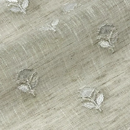 Elegant Embroidered Floral Sprig Sheer Linen Blend Fabric by the Yard, 54"Width, CL1179
