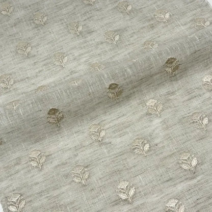 Elegant Embroidered Floral Sprig Sheer Linen Blend Fabric by the Yard, 54"Width, CL1179