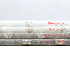 Leaf Floral Embroidery Sheer Linen Blend Fabric by the Yard/54" Wide/CL1179