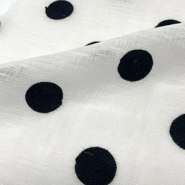 Circle Round Polka Dots Geometric Linen Fabric by the Yard, 54"Width, CL1072