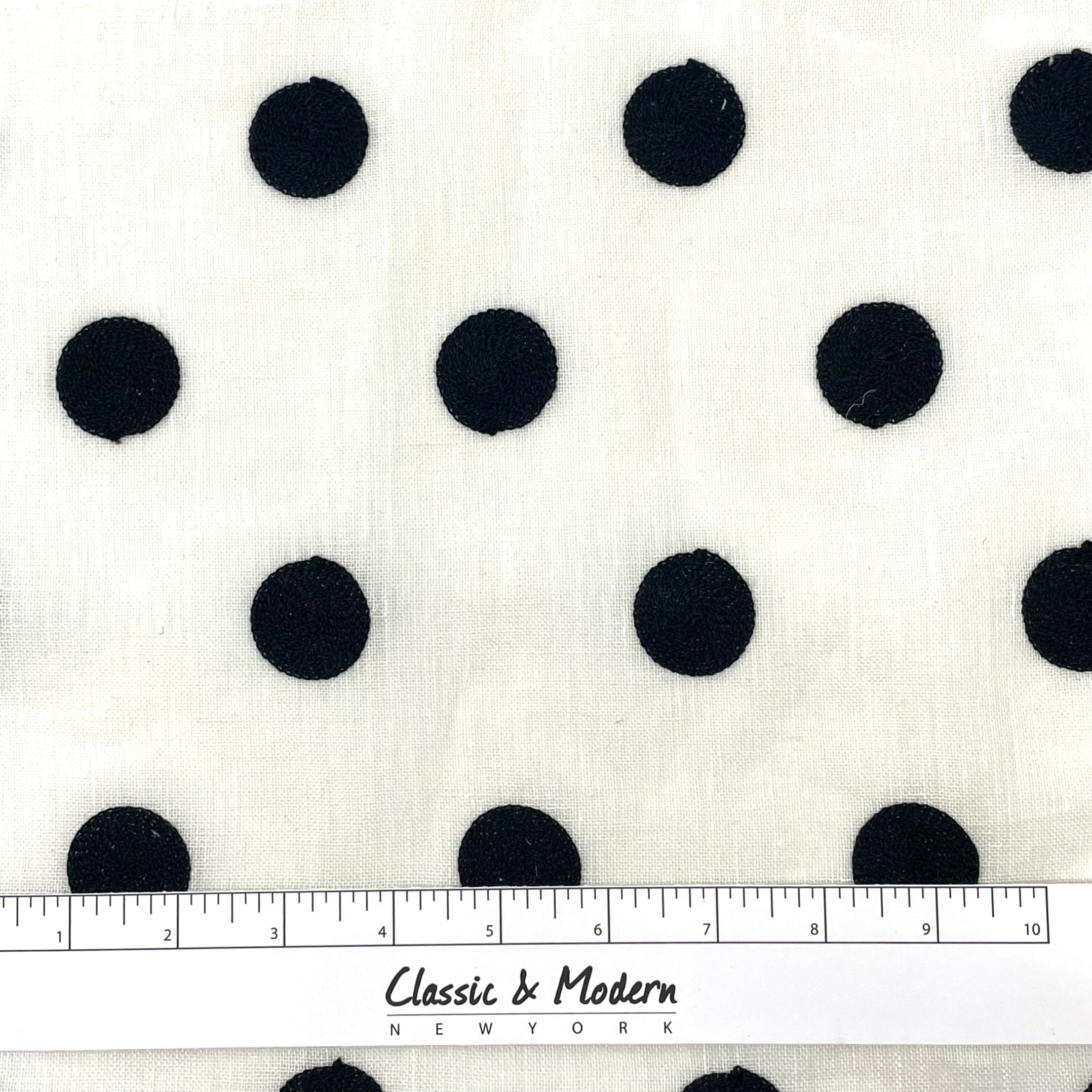 Circle Embroidery Blend Linen Fabric By The Yard, Curtain, Drapery, Table Top, 54" Width/CL1072