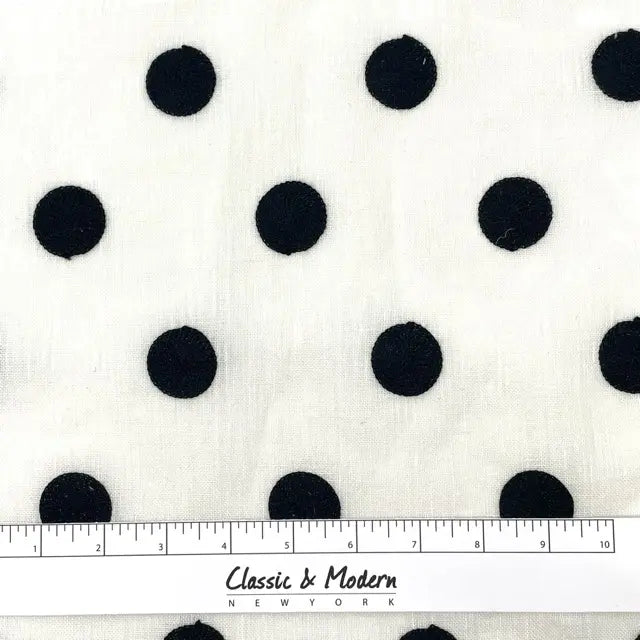 Circle Round Polka Dots Geometric Linen Fabric by the Yard, 54"Width, CL1072