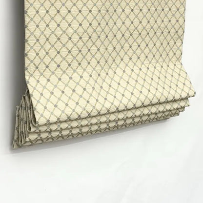 Blue Green Geometric Trellis Jacquard Fabric Flat Roman Shade, CL1187