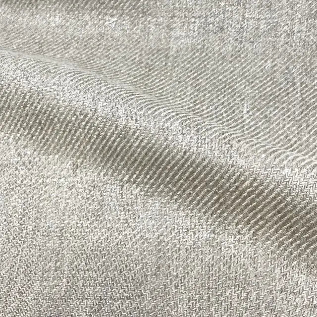 Diagonal Stripe 100% Natural Linen Fabric By The Yard, 54"Width, CL1074