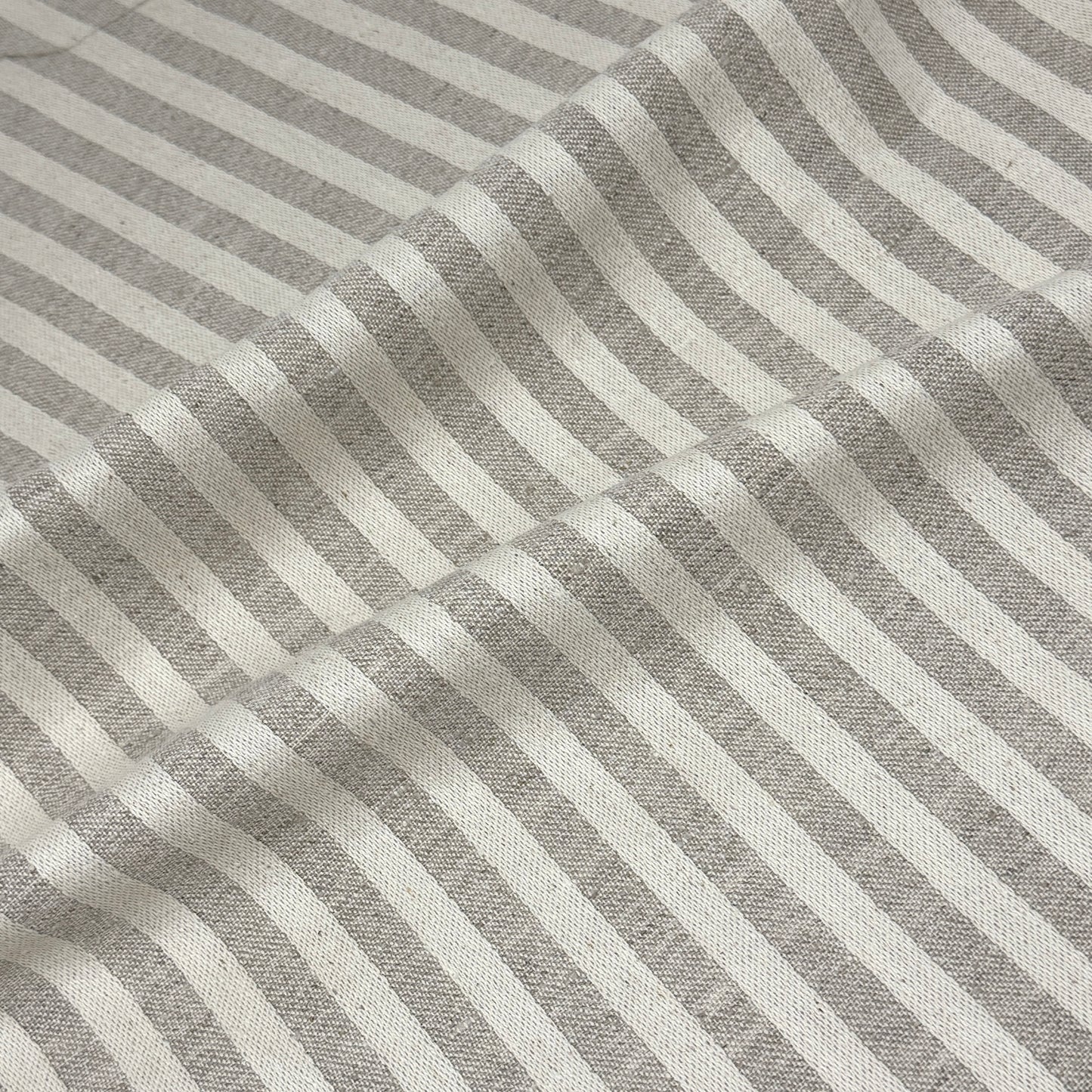 Beige and Tan 100% Striped Linen Flat Roman Shade, CL1115