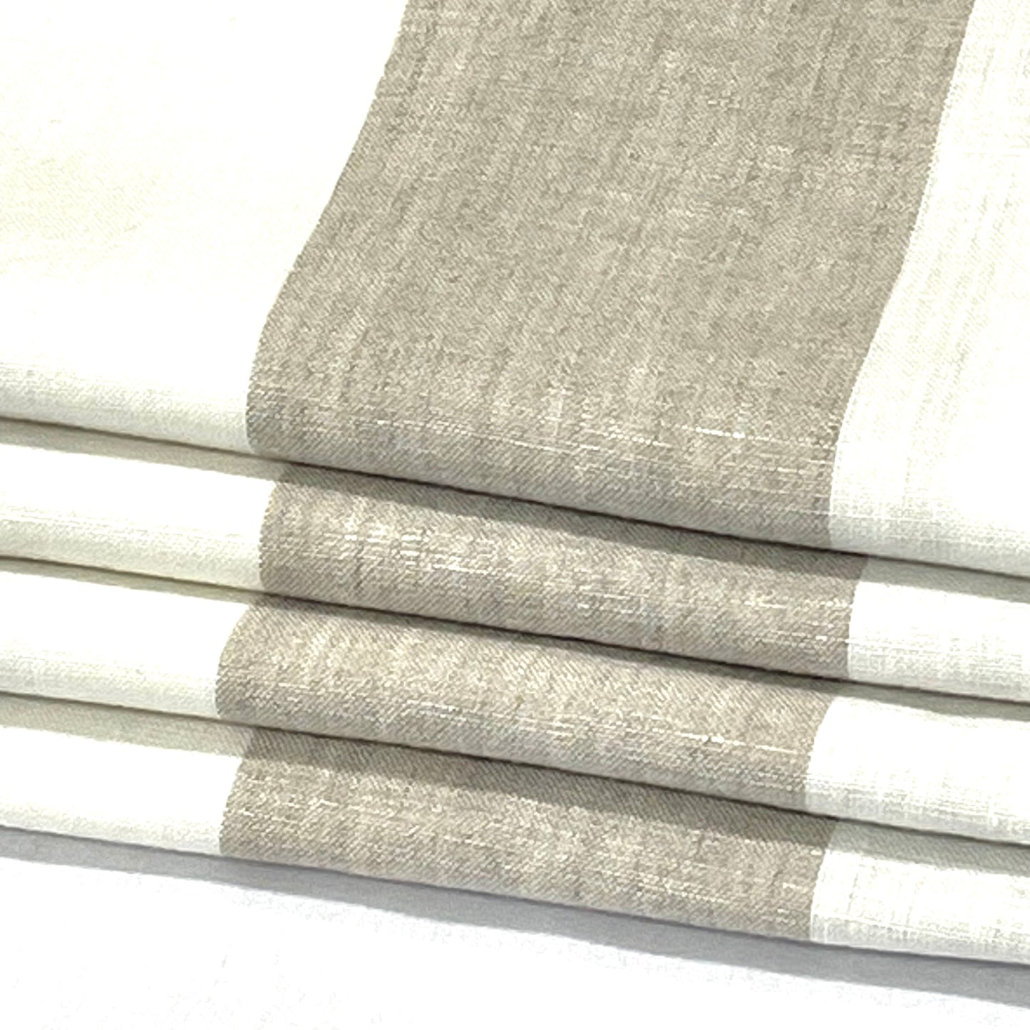 100% Linen Natural Color 3" Stripe Linen Roman Shade, CL1055