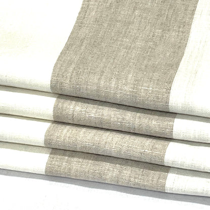 100% Linen Natural Color 3" Stripe Linen Roman Shade, CL1055