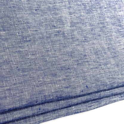 Blue Double Width 100% Natural Linen Fabric Flat Roman Shade, CL1056