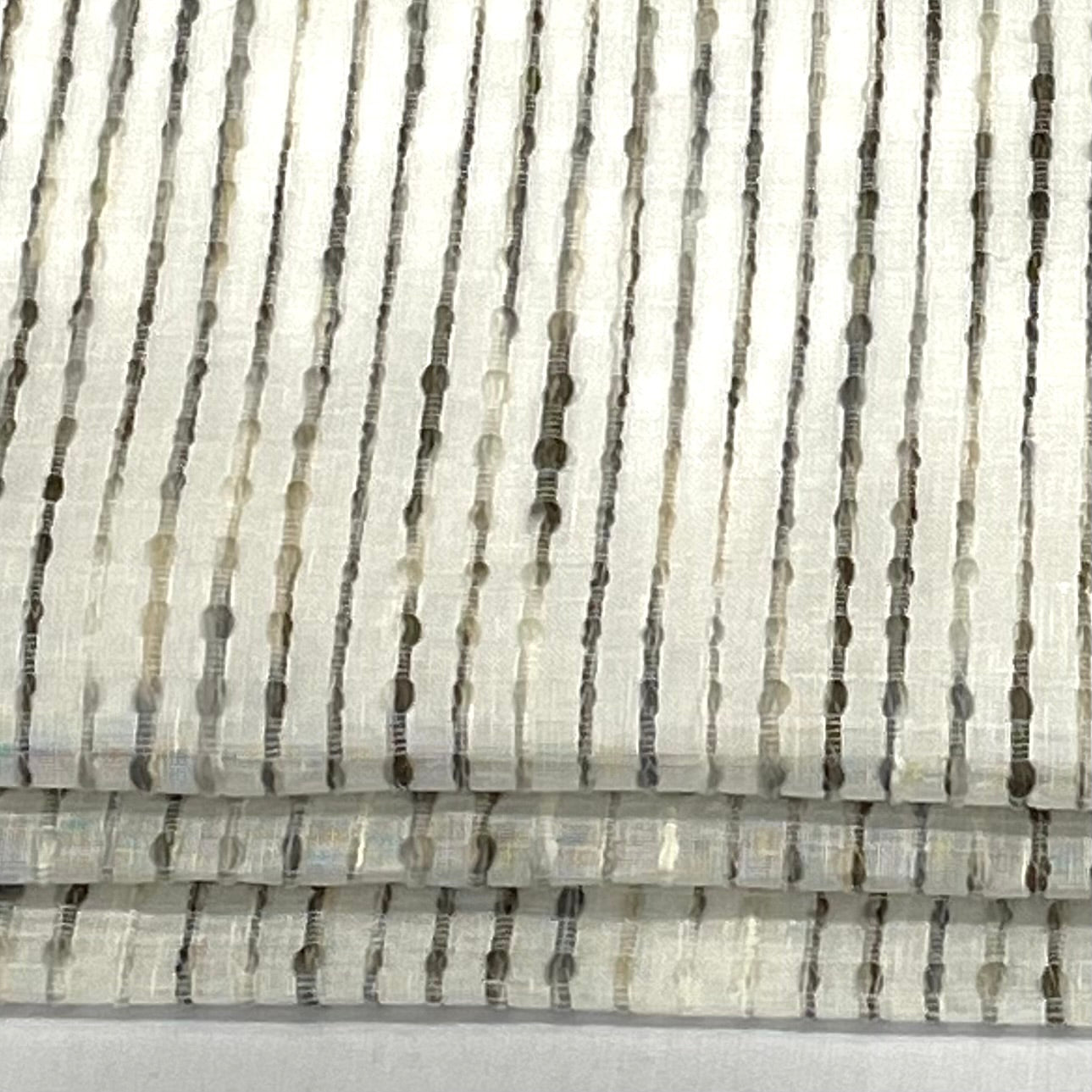 Grey Embroidered Stripe Sheer Linen Fabric Relaxed Roman Shade, CL1032