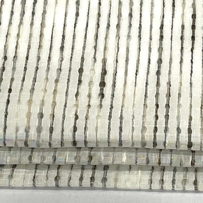 Grey Embroidered Stripe Sheer Linen Fabric Relaxed Roman Shade, CL1032