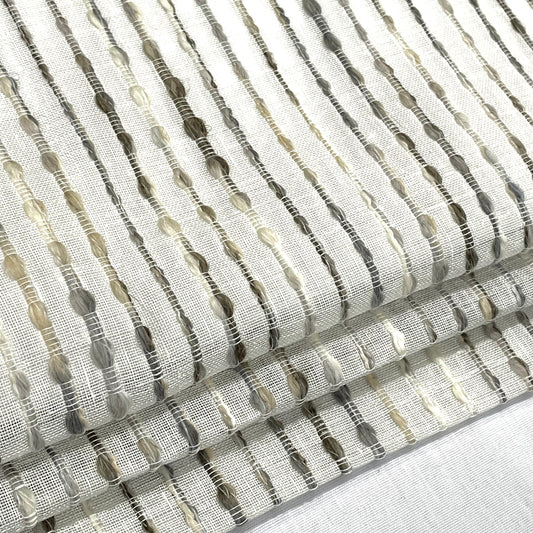 Dot Embroidery Gray Sheer Linen Flat Roman Shade, CL1032