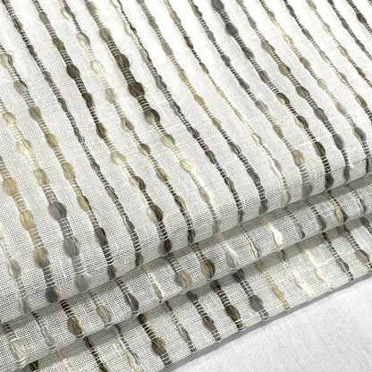 Grey Embroidered Stripe Sheer Linen Fabric Relaxed Roman Shade, CL1032