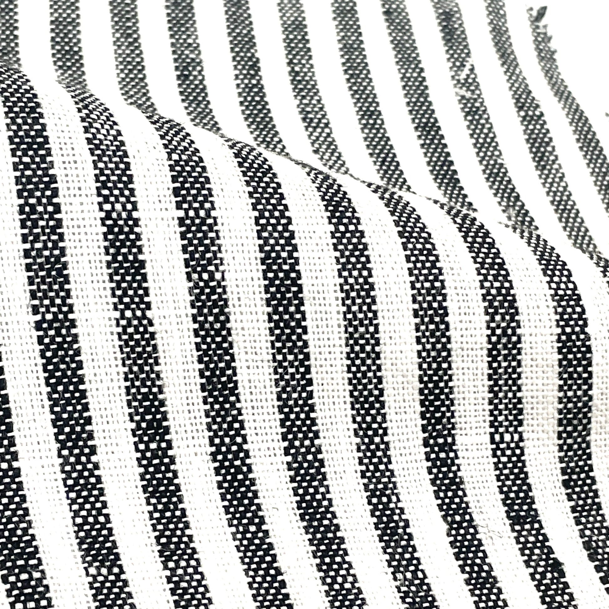 Black and white Striped 100% Natural Linen Fabric By The Yard/53" Width/CL1080 - Classic & Modern Home