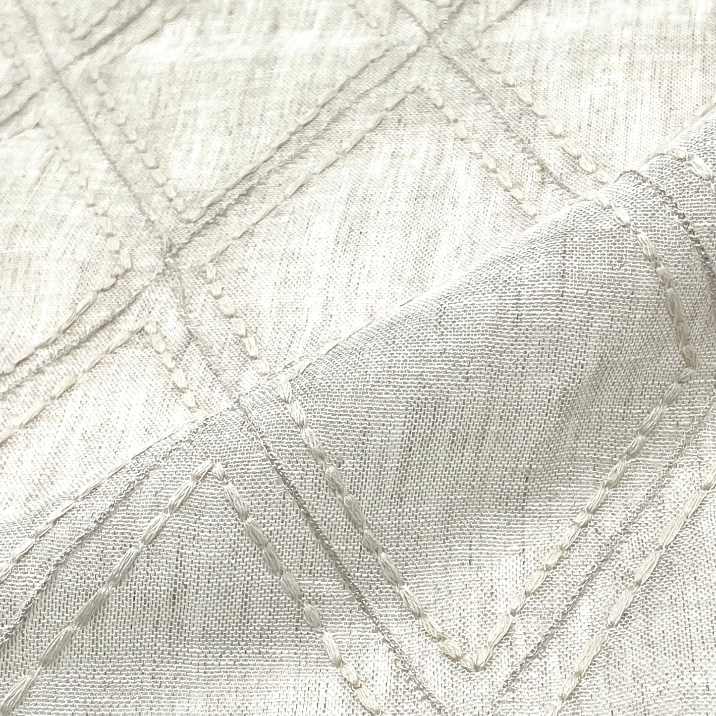 Embroidery Geometric Blend Linen Sheer Flat Roman Shade, CL1078