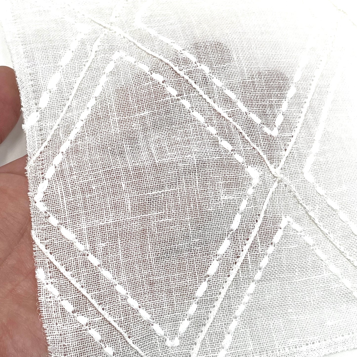 Embroidery Geometric Blend Linen Sheer Flat Roman Shade, CL1078