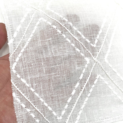 Embroidery Geometric Blend Linen Sheer Flat Roman Shade, CL1078
