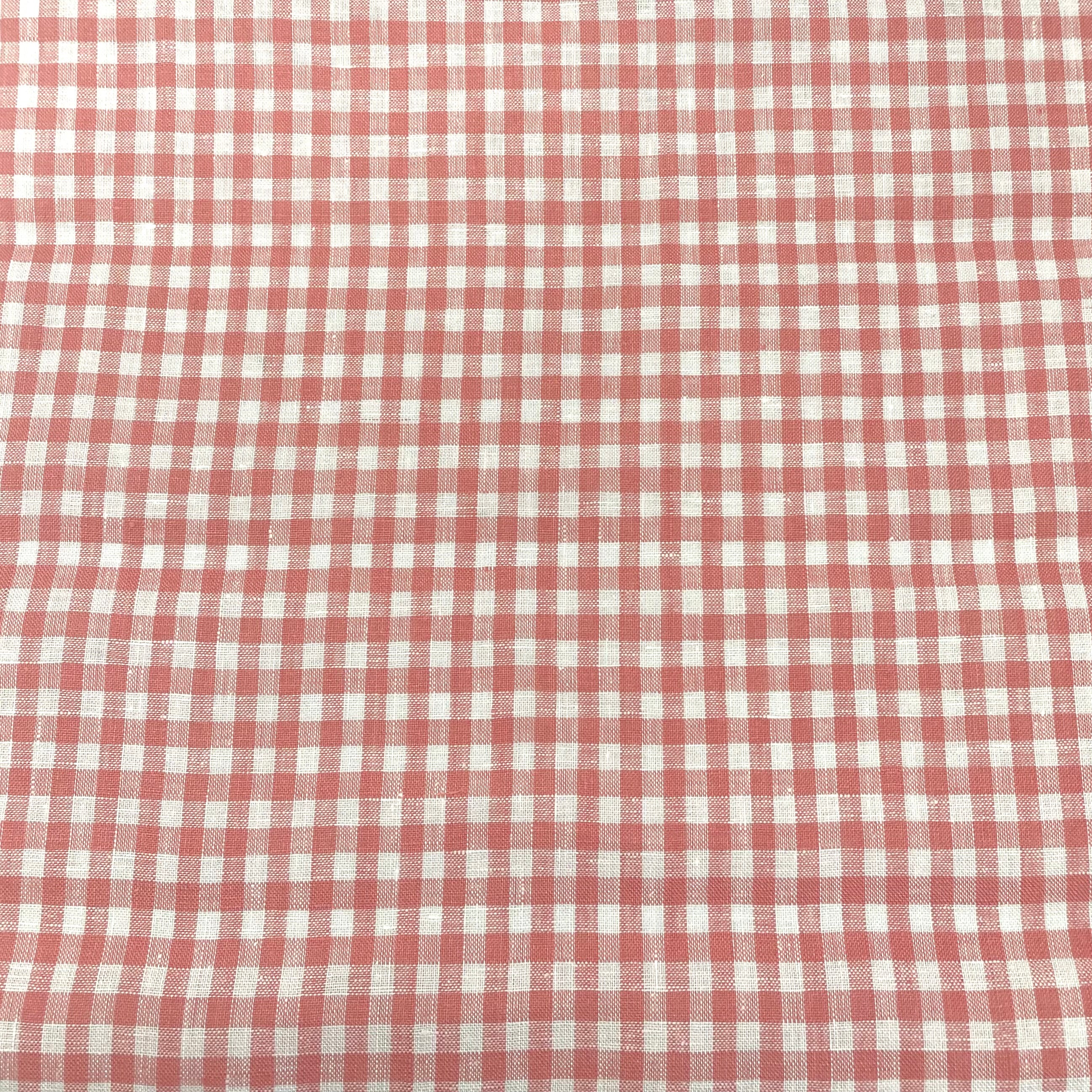 Checkered Pattern 100% Natural Linen Fabric By The Yard, Curtain, Drapery, Table Top, 54" Width/CL1083