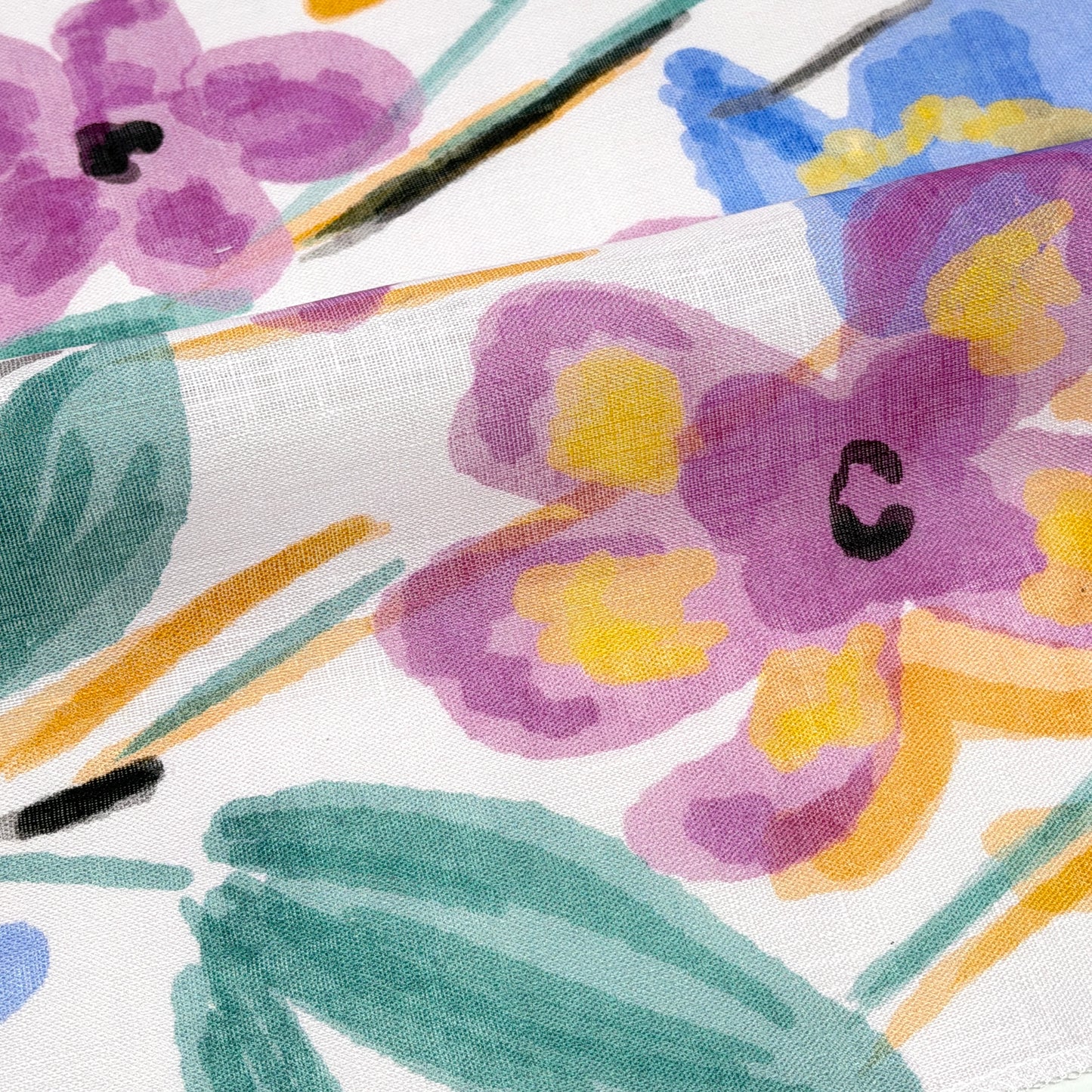 Aqua Floral Handkerchief Lightweight 100% Linen Flat Roman Shade, CL1110