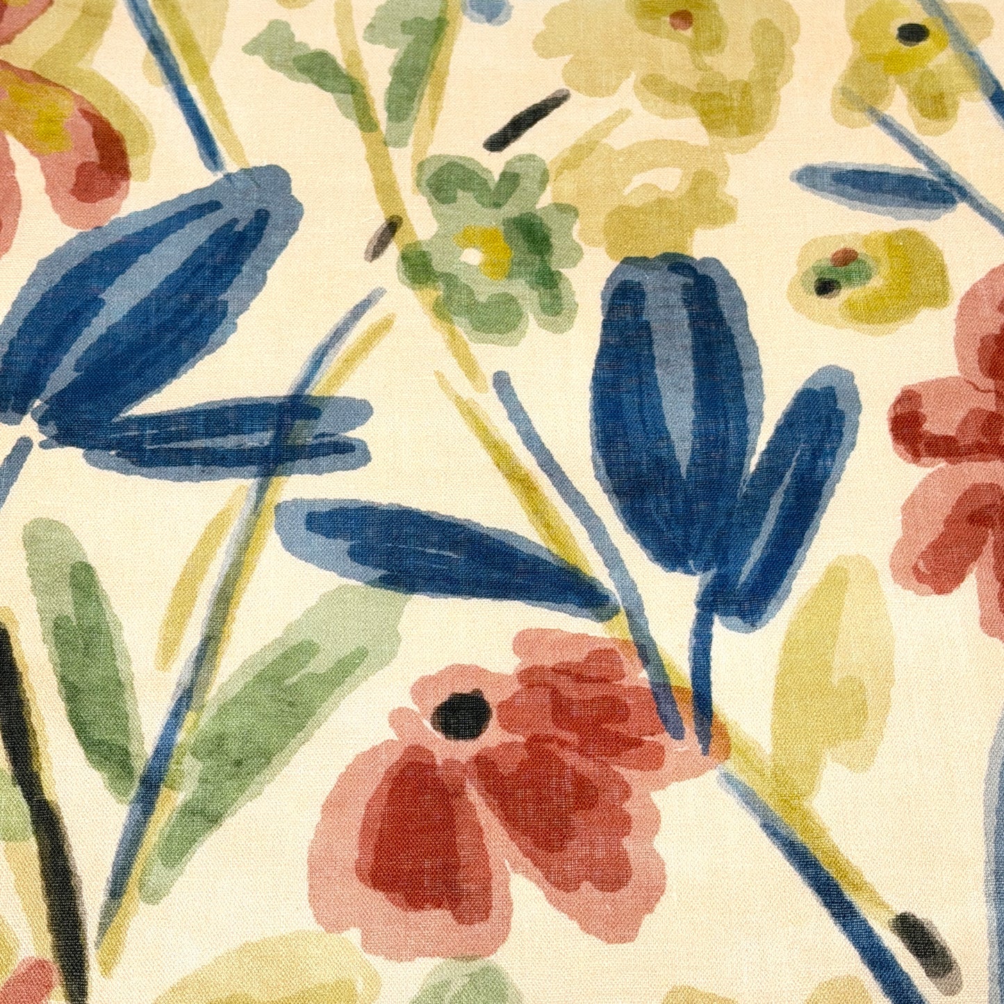 Aqua Floral Handkerchief Lightweight 100% Linen Fabric by the Yard, 57"Width, CL1110